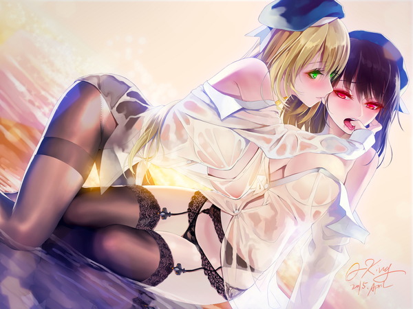 Anime Art - NSFW, Anime art, Anime, Kantai collection, Atago, Takao, Yuri