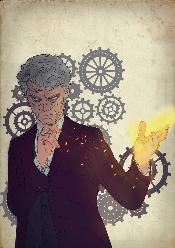 Small art with the Twelfth Doctor for the birthday of the series. - My, Doctor Who, Art, Serials, Drawing, Huvian, League of TARDIS, Longpost