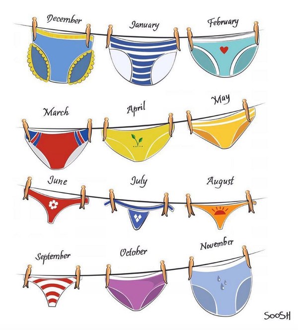 Calendar - Underpants, Month, Drying clothes