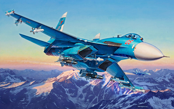 Su-27 drawing - Airplane, Fighter, Su-27, , Art
