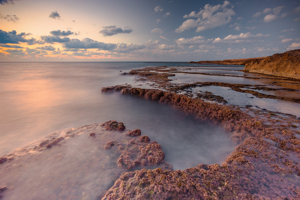 Mediterranean Sea - My, Mediterranean Sea, Sunset, Clouds, A rock