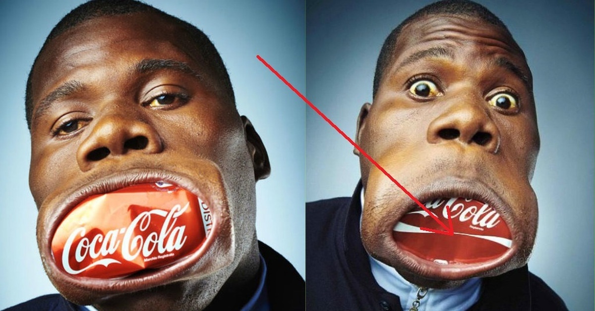 Громадный рот. Афроамериканец с большим ртом. Негр Кока кола.