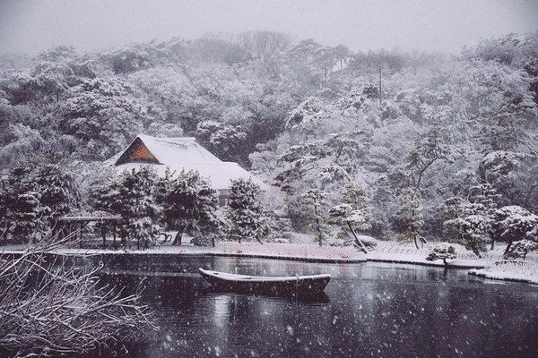 Japanese winter - Japan, Winter, Snow, beauty, A boat, House, From the network