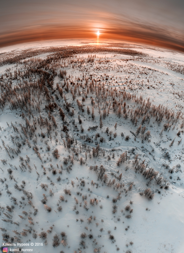 Sunset over the forest tundra - My, My, Photo, Photographer, , Yamal, New Urengoy, Sunset, Quadcopter