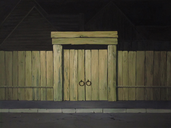GATES. 2014 Oil on canvas. 80 x 60 cm. - My, Gates, Fence, Night, Road, Painting, Surrealism, 