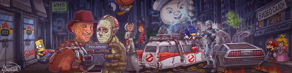 Лихие 90-е - Ghostbusters, Фредди Крюгер, Назад в будущее, Марио, Робокоп, 90-е, Арт, Соник