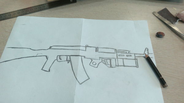 AK-74M with GP-25 - My, Machine, Mat, Tree, , Longpost, , , Models, Mood