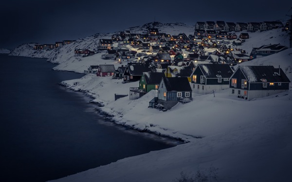 Muggedalen, Greenland. - Photo, Landscape, Country, Greenland, Night, Snow
