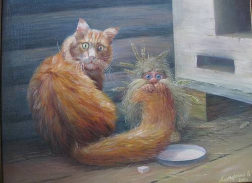 Brownie. - , cat, Brownie, Painting
