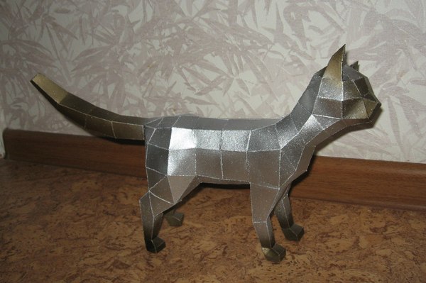Gray cat - My, Pepakura, Papercraft, With your own hands, , cat