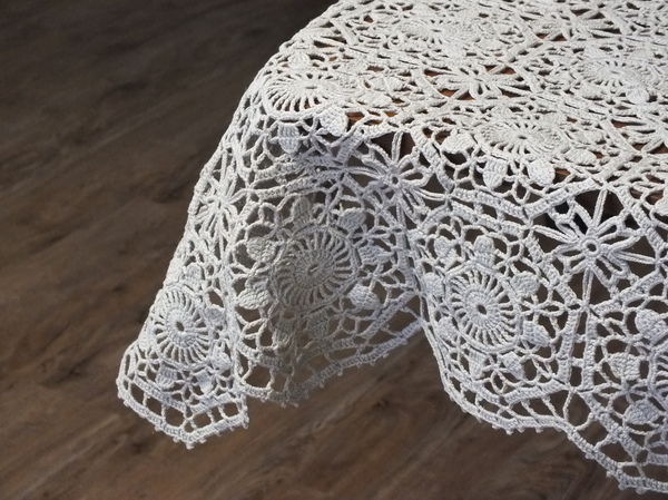 Crochet tablecloth - My, Knitting, Crochet, , Accessories, Video, Longpost