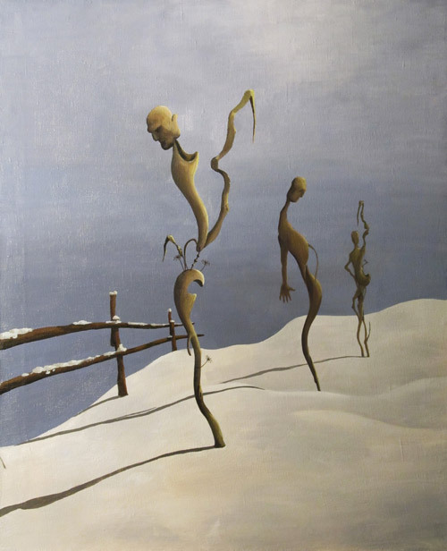 Winter - My, Winter, Snow, Surrealism, Painting, Painting, Fence