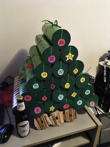 December calendar. Every day a bottle of beer - Christmas trees, New Year, Beer