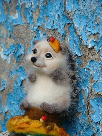 Hedgehogs - My, Dry felting, Author's toy, , Hedgehog, Felt