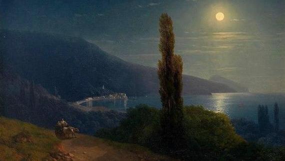 Ivan Aivazovsky. View of Crimea on a moonlit night. - Landscape, Painting