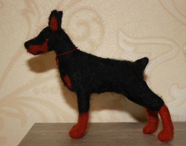 Doberman time - My, Longpost, Dog, Crooked hands, Creation, Needlework, Dry felting