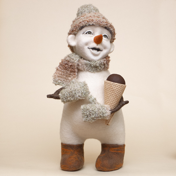 Snowman - My, snowman, Handmade, Dry felting, Creation, Wool toy, Longpost