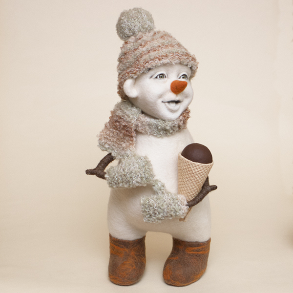 Snowman - My, snowman, Handmade, Dry felting, Creation, Wool toy, Longpost