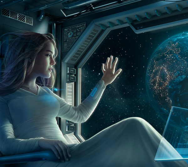 Distance. - Art, Girls, Spaceship, Digital, Science fiction, Land, Space, Distance