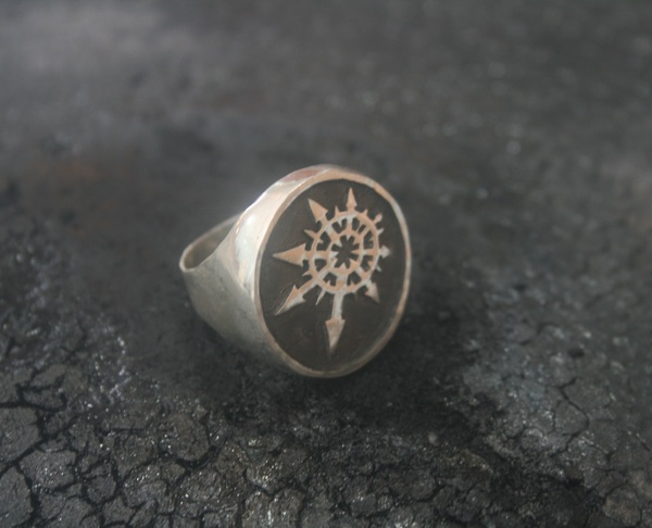 Ring with the seal of Chaos Indivisible, in the name of the Pantheon - Heresy, Chaos, Bonfire, Handmade, Warhammer 40k, Ring, My