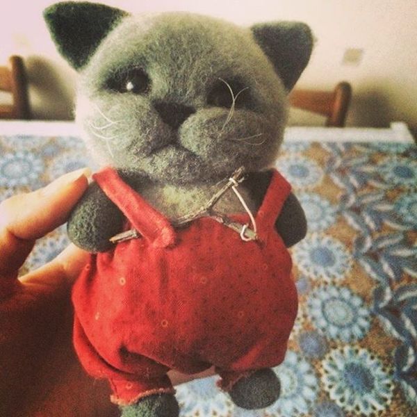 Kitten by dry felting - My, Needlework, Handmade, Dry felting, Wallow, , Wool toy, cat, 