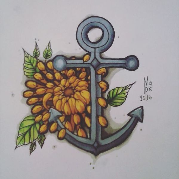 I would like to draw more often, but no ideas. - My, Anchor, Flowers, Drawing, My, Idea