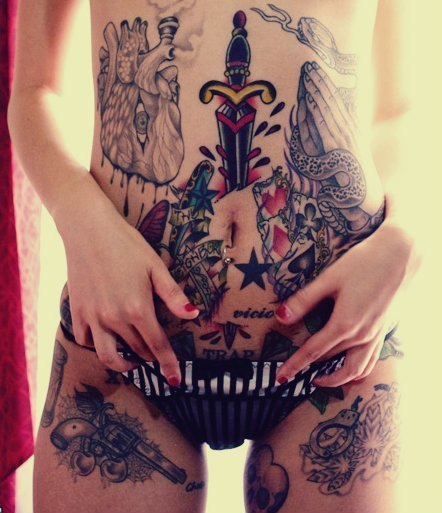 Girls in tattoo) I love them ^^ - NSFW, Girls, Tattoo, Hobby, Longpost