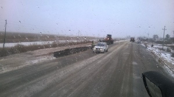 It began to snow in Astrakhan, it's time to lay asphalt - My, Road, Road workers, Astrakhan, Tyap Lyap, And so it will do