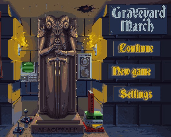 Моя пятничная гифка в стиле пиксель арт. Меню для игры "Graveyard March" Pixel Art, Gamedev, Арт, Картинки, Творчество, Инди, Пятничный тег моё, Игры, Гифка