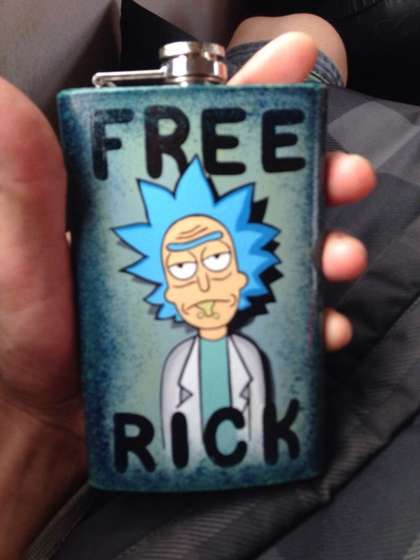 My girlfriend painted it, filled it with cosmic swill, and gave it to me..... Bring the ring! - Rick and Morty, Expectation, , Not mine, Art, Flask