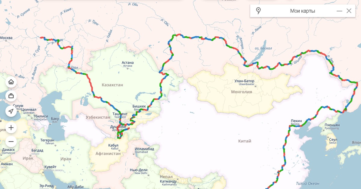 Карта от москвы до байкала