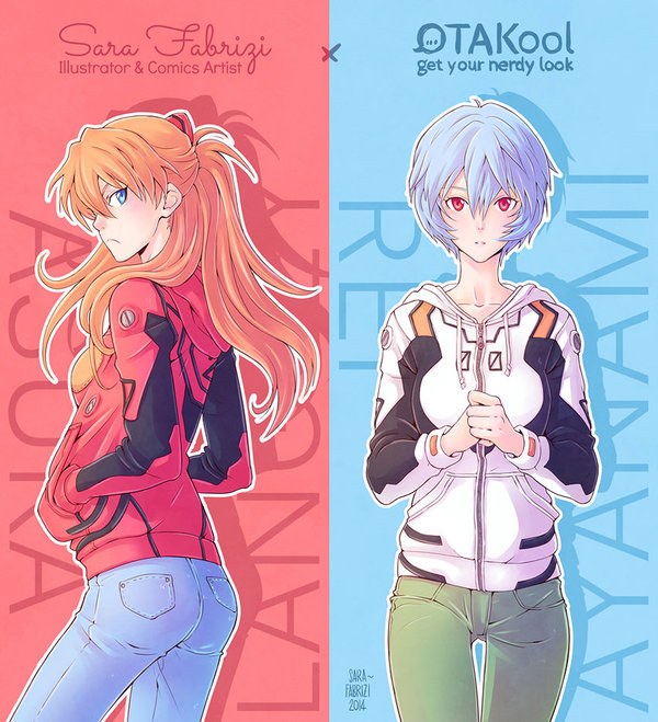 OTAKool Collab: Asuka and Rei - Anime, Anime art, Evangelion, Rei ayanami, Asuka langley