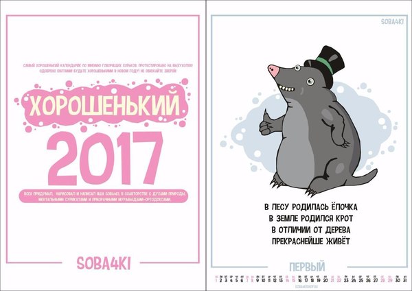 Pretty 2017 - Longpost, , Soba4ki, In contact with, Humor, The calendar