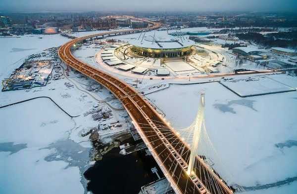 Krestovsky island. - Photo, Saint Petersburg, Zsd, Gazprom arena, Winter
