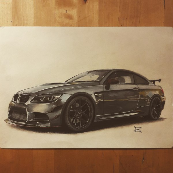 BMW E92 M3 GTS - My, Bmw, Germany, Black, Art, Painting, Creation, Car, Auto, Longpost