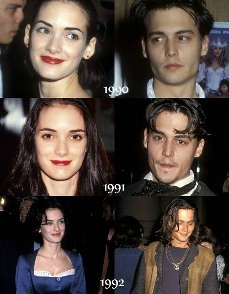 Winona Ryder and Johnny Depp —1987/2015 - Johnny Depp, Winona Ryder, Actors and actresses, Celebrities, The photo, Past, The present, Longpost