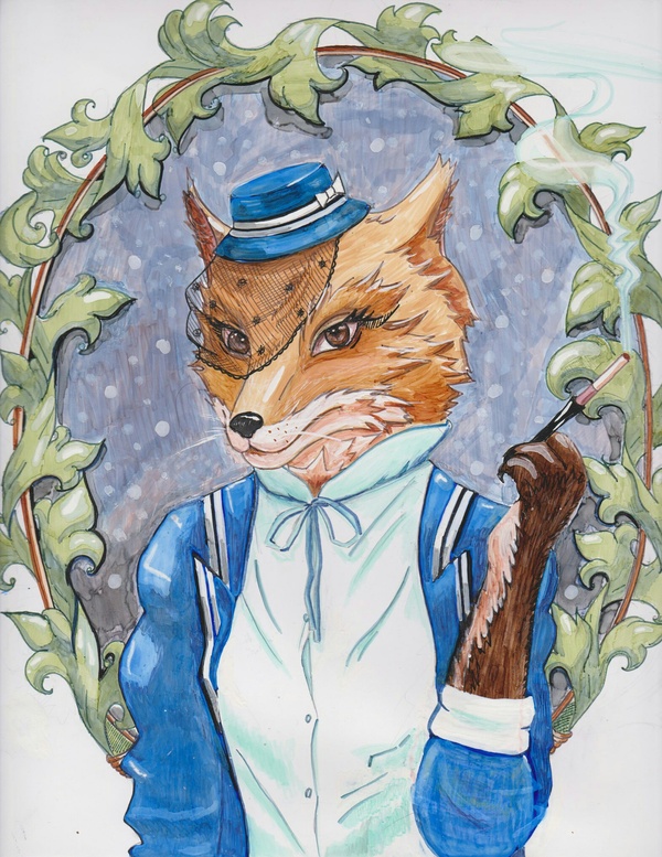 My second drawing with markers :) - My, Drawing, Marker, Art, Fox, Acanthus