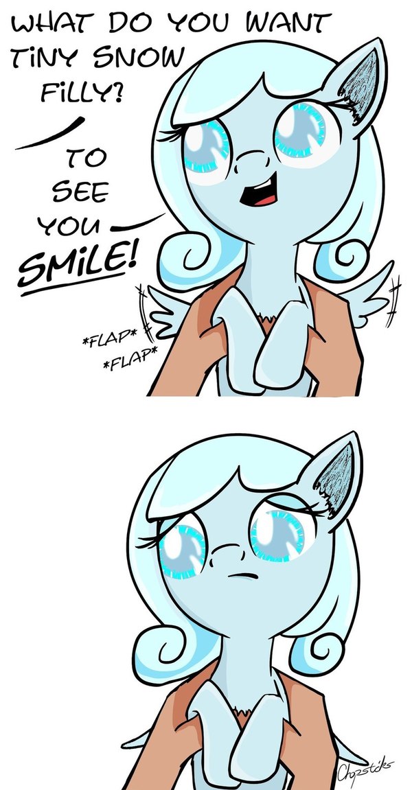 Look how cute. - My little pony, Snowdrop, Not funny, Black humor