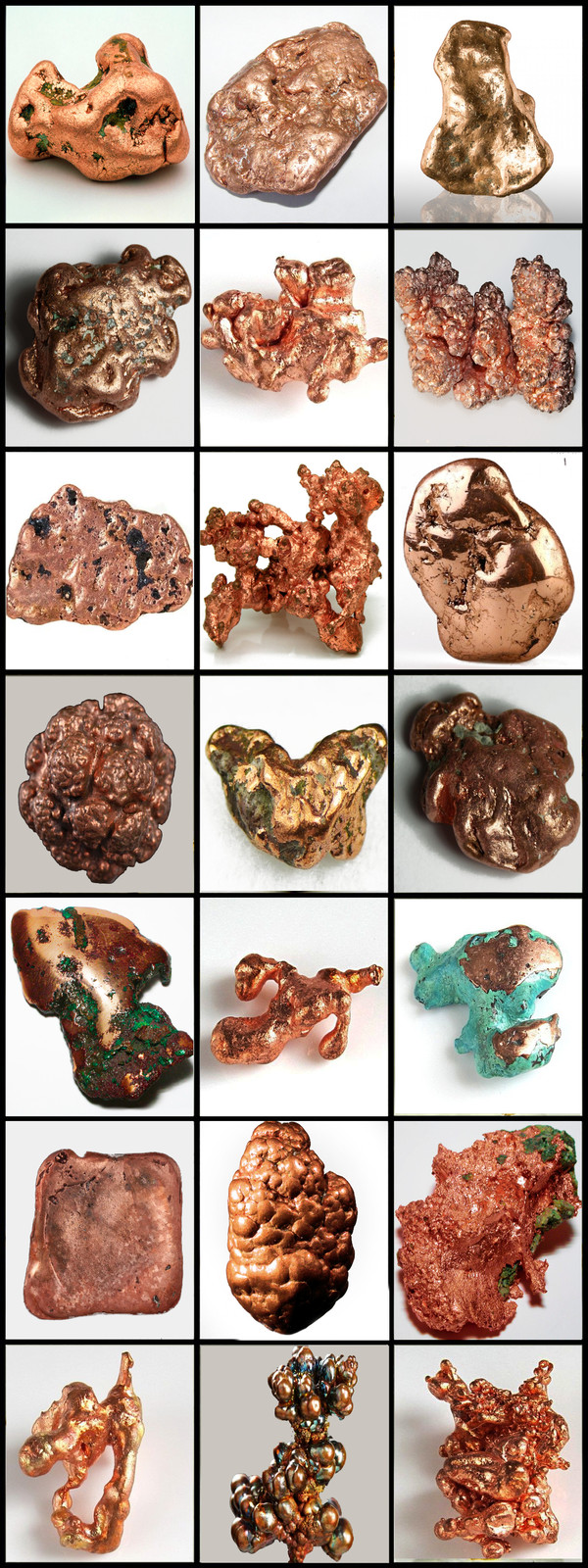 Разнообразные формы медных самородков