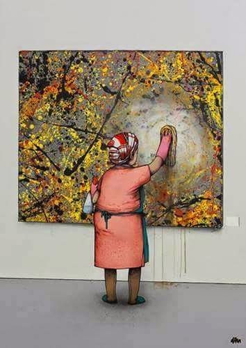 Joint creativity. - Painting, Museum, Cleaning woman