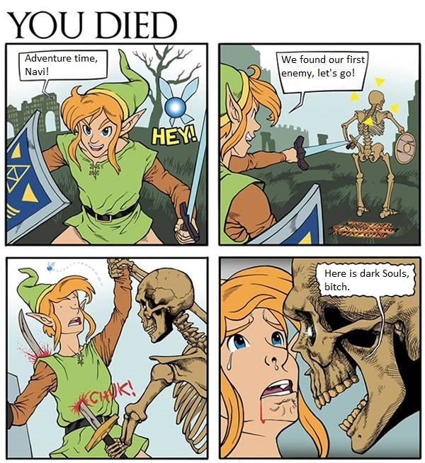 Adventure Time! - Death, 9GAG, Picture with text, Dark souls