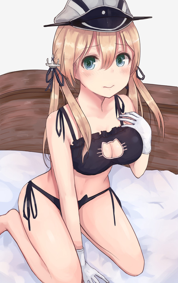 Prinz Eugen. - NSFW, Anime, Anime art, Kantai collection, Prinz Eugen, Cat keyhole bra, 