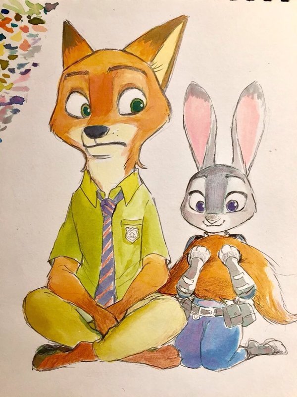 Nick's fluffy ponytail (=^~^=) - , Nick and Judy, Zootopia, 