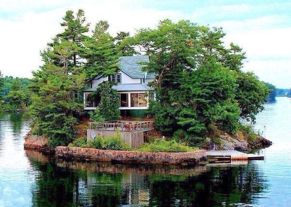 Island house, Canada - House on the island, Canada, Water, beauty