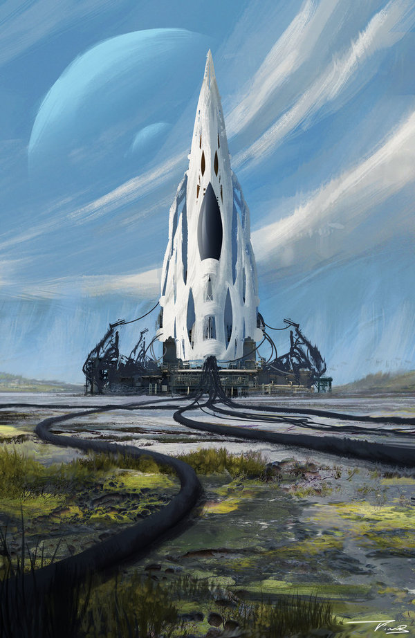 Future - Art, Town, Rocket, Fantasy, Science fiction, Atlas091