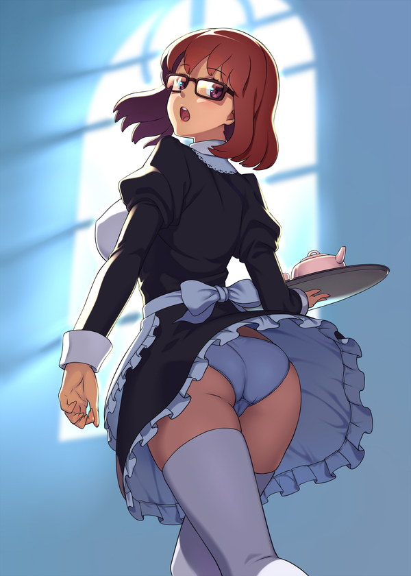 Anime Art - NSFW, Anime art, Anime, Anime original, Housemaid, Pantsu, Stockings, Megane, Original character