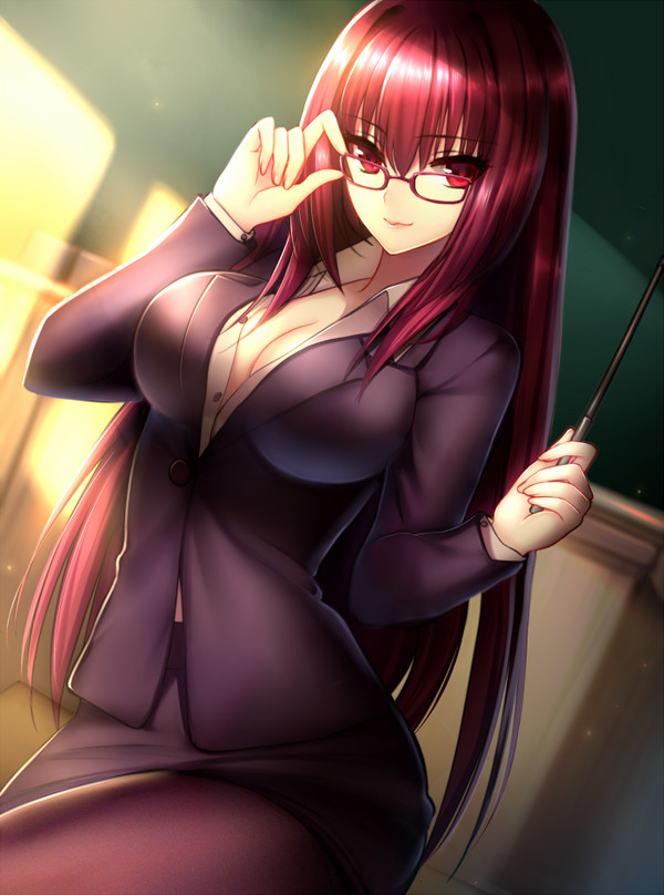 Anime Art - Anime art, Anime, Fate grand order, Scathach, Megane, Cleavage