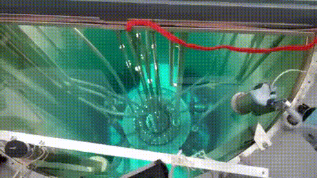 Starting a nuclear reactor - Nuclear reactor, Glow, , GIF, Vavilov-Cherenkov effect