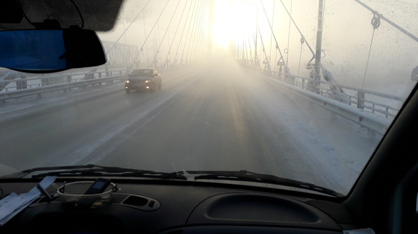 Chill. Bridge across the Ob. -51. And they sunbathe in Nizhnevartovsk - 45 - My, Bridge, Ob, Surgut, freezing