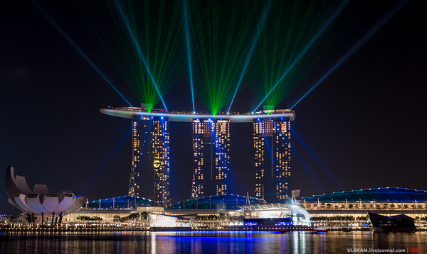 Marina Bay at night. - My, Night, Architecture, Sea, Singapore, Marina Bay, Photo, The photo, Town